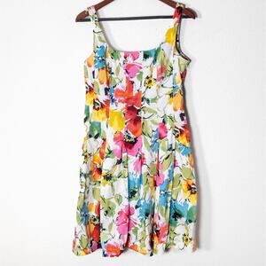 Lauren Ralph Lauren Vintage Floral Cotton Dress Garden Party Romantic Size 8